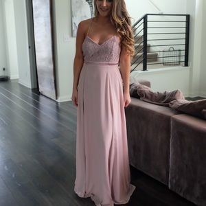 Lulu mauve lace maxi dress.